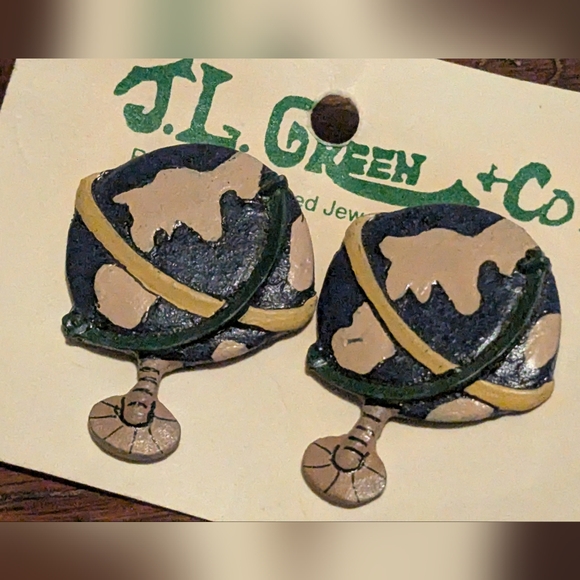 New Vintage .L. Green & Co. Globe Earrings Post - Picture 1 of 3